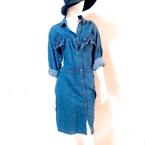 VtG Coastal Cowgirl Denim Button Down LongSleeves MIDI Southwestern Beauty๐๐ค - Picture 4 of 16